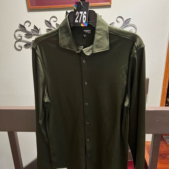 NWOT Murano Olive Green Button-Up Shirt Size Medium #276 - Picture 1 of 6